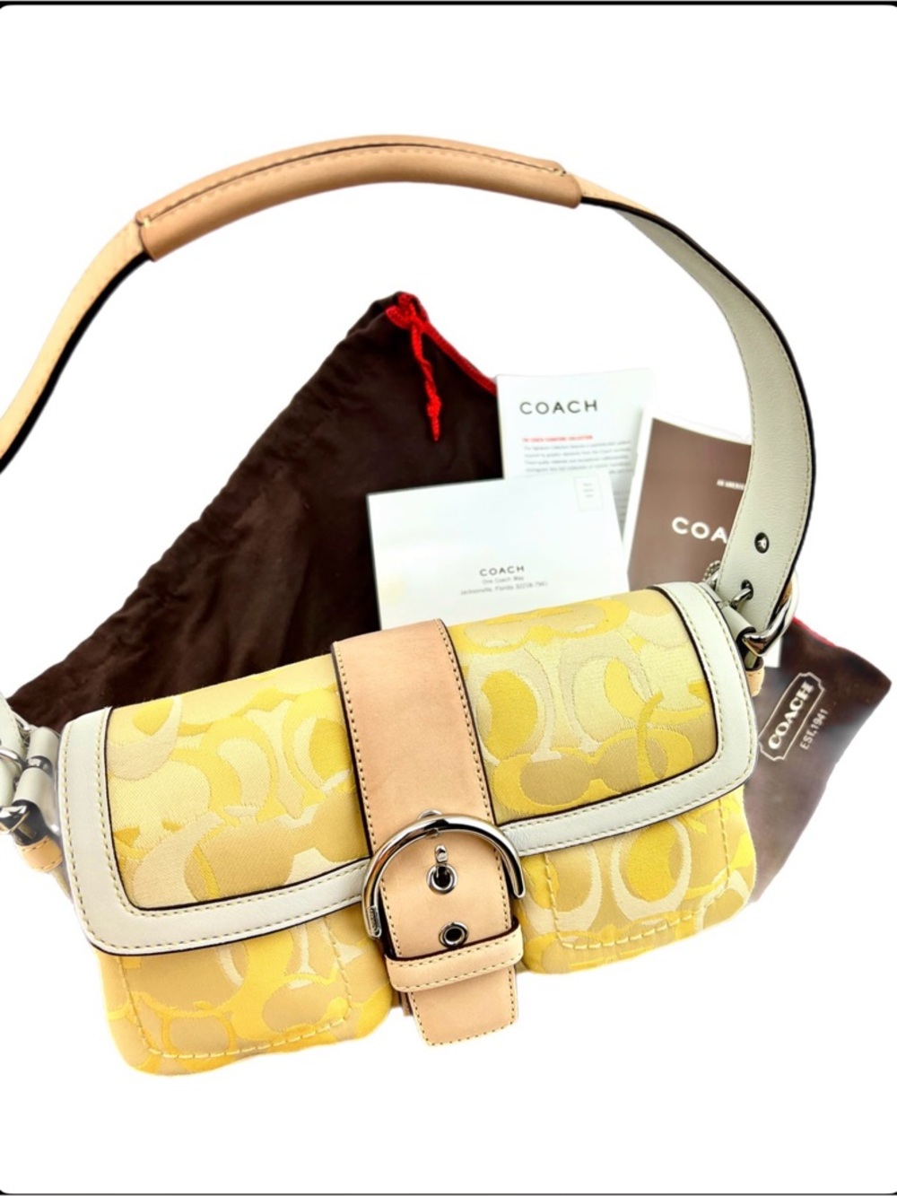 NWT COACH Yellow Soho Optic Signature Leather Handbag Style 1852 - Y2K Vintage